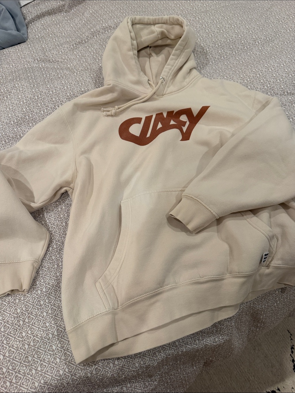 Men's Cream Graphic Hoodie with Brown cincy Logo